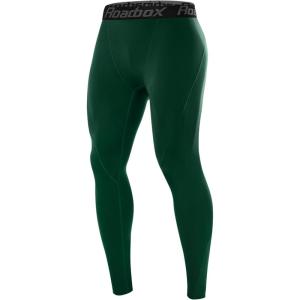 imageRoadbox Mens Compression Pants Running Tights Performance Sports Workout Leggings Athletic Base Layer for Gym BasketballDark Green
