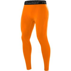 imageRoadbox Mens Compression Pants Running Tights Performance Sports Workout Leggings Athletic Base Layer for Gym BasketballOrange