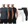 imageRoadbox Sports Set Mens Sleeveless Shirt and 34 One Leg Compression Pants Size L