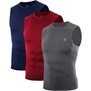 imageRoadbox 3 Pack Mens Sleeveless Compression Shirt Cool Dry Athletic Workout Tank Top Sports Running Gym Base Layer Shirts3 Pack Dark Red  Navy  Dark Gray