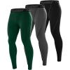 imageRoadbox 3 Pack Compression Pants Men Performance Running Workout Sports Leggings Gym Basketball Athletic Tights Base Layer3packblackgraygreen