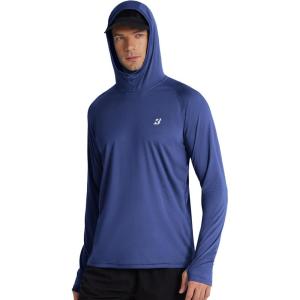 imageRoadbox Mens UPF 50 Fishing Shirt Long Sleeve UV Sun Protection Hoodies Quick Dry Rash Guard for Hiking Outdoor WorkingStyle 1deep Sea Blue