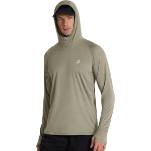 imageRoadbox Mens UPF 50 Fishing Shirt Long Sleeve UV Sun Protection Hoodies Quick Dry Rash Guard for Hiking Outdoor WorkingStyle 1khaki