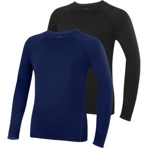 imageRoadbox Boys Compression Thermal Shirt  12 Pack Youth Long Sleeve Fleece Base Layer Undershirts Football BaseballNavy Blueblack