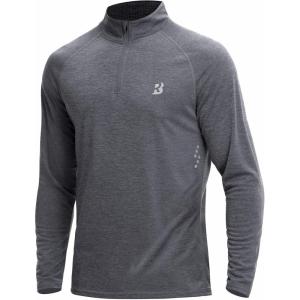 imageRoadbox UPF 50 Long Sleeve Shirts for Men  Quarter Zip Pullover Quick Dry Rash Guard for Running Golf Fishing WorkoutAsh