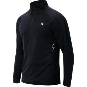 imageRoadbox UPF 50 Long Sleeve Shirts for Men  Quarter Zip Pullover Quick Dry Rash Guard for Running Golf Fishing WorkoutBlack