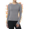 imageRoadbox Women Thermal Shirts Warm Long Sleeve Fleece Lined Underwear Tops Winter Ski Workout Base Layer for Cold WeatherLight Gray