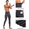 imageRoadbox Mens Thermal Compression Pants Fleece Lined Running Tights with Pockets Ski Leggings Athletic Base Layer BottomsDark Gray