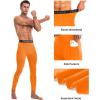 imageRoadbox Mens Thermal Compression Pants Fleece Lined Running Tights with Pockets Ski Leggings Athletic Base Layer BottomsOrange