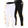 imageRoadbox Mens Thermal Compression Pants Fleece Lined Running Tights with Pockets Ski Leggings Athletic Base Layer BottomsBlackwhite