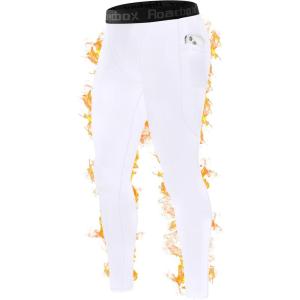 imageRoadbox Mens Thermal Compression Pants Fleece Lined Running Tights with Pockets Ski Leggings Athletic Base Layer BottomsWhite