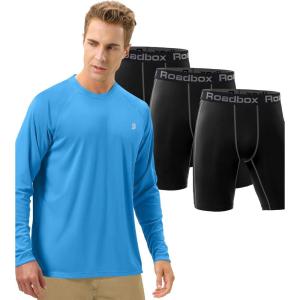 imageRoadbox Size 3XL Mens Sun Protection Long Sleeve Shirts ampamp Mens 3 Pack Compression Shorts Underwear