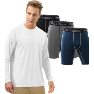 imageRoadbox Size XL Mens Sun Protection Long Sleeve Shirts ampamp Mens 3 Pack Compression Shorts Underwear