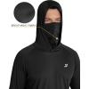 imageRoadbox Mens UPF 50 Hooded Fishing Shirts Long Sleeve Sun Protection Hoodie Hiking Running Swimming Rash Guard with MaskBlack