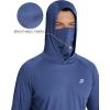 imageRoadbox Mens UPF 50 Hooded Fishing Shirts Long Sleeve Sun Protection Hoodie Hiking Running Swimming Rash Guard with MaskNavy
