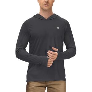 imageRoadbox Mens UPF 50 Sun Protection Shirts Outdoor UV Long Sleeve Fishing Hoodie Shirt for Hiking Running Workout SwimmingDark Gray