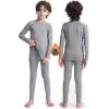 imageRoadbox Boys Thermal Underwear Sets Ultra Soft FLeece Lined Long Johns Base Layer Top and Bottoms with PocketsGrey