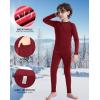 imageRoadbox Boys Thermal Underwear Sets Ultra Soft FLeece Lined Long Johns Base Layer Top and Bottoms with PocketsRed