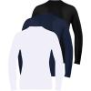 imageRoadbox Boys Youth Compression Shirts  Long Sleeve Athletic Undershirt Kids Quick Dry Base Layers for Baseball Soccer3packblack navy Blue white