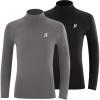 imageRoadbox Boys Girls Compression Shirts  Youth Long Sleeve Athletic Undershirt Mock Neck for Football Baseball Basketball2packblackmedium Gray
