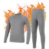 imageRoadbox Boys Thermal Underwear Sets Ultra Soft FLeece Lined Long Johns Base Layer Top and Bottoms with PocketsGrey
