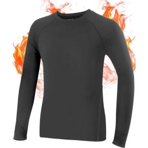 imageRoadbox Boys Compression Thermal Shirt  12 Pack Youth Long Sleeve Fleece Base Layer Undershirts Football BaseballDark Gray