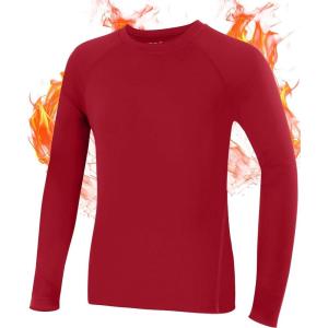 imageRoadbox Boys Compression Thermal Shirt  12 Pack Youth Long Sleeve Fleece Base Layer Undershirts Football BaseballRed