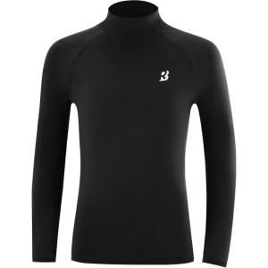 imageRoadbox Boys Girls Compression Shirts  Youth Long Sleeve Athletic Undershirt Mock Neck for Football Baseball Basketball1packblack