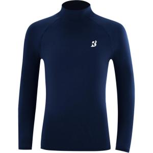 imageRoadbox Boys Girls Compression Shirts  Youth Long Sleeve Athletic Undershirt Mock Neck for Football Baseball Basketball1packnavy Blue