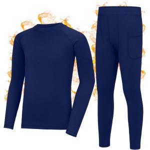 imageRoadbox Boys Thermal Underwear Sets Ultra Soft FLeece Lined Long Johns Base Layer Top and Bottoms with PocketsBlue