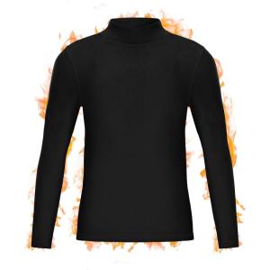 imageRoadbox Youth Boys Compression Thermal Shirt Long Sleeve Mock Neck Fleece Base Layer Kids Undershirt for Baseball FootballBlack