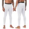 imageRoadbox Mens Thermal Compression Pants Fleece Lined Running Tights Leggings Athletic Ski Base Layer Bottoms Cold WeatherWhite