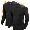 imageRoadbox Mens Thermal Compression Shirts Long Sleeve Fleece Lined Undershirt Cold Weather Workout Athletic Base Layer TopBlackblack