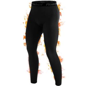 imageRoadbox Mens Thermal Compression Pants Fleece Lined Running Tights Leggings Athletic Ski Base Layer Bottoms Cold WeatherBlack
