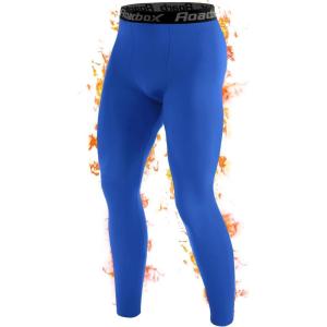 imageRoadbox Mens Thermal Compression Pants Fleece Lined Running Tights Leggings Athletic Ski Base Layer Bottoms Cold WeatherRoyal Blue