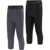 imageRoadbox Boys 34 Compression Leggings Pants Youth Sports Capri Running Tights Kids Basketball Base Layer with PocketsBlackgray
