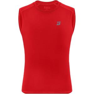 imageRoadbox Boys Youth Sleeveless Compression Shirt Quick Dry Kids Football Undershirt Athletic Soft Tank Tops Sport BasketballBright Red