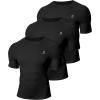 imageRoadbox Mens Compression Shirt Short Sleeve 3 Pack Cool Dry Workout Base Layer Undershirts Athletic TShirt for Gym SportsBlackblackblack