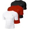 imageRoadbox Mens Compression Shirt Short Sleeve 3 Pack Cool Dry Workout Base Layer Undershirts Athletic TShirt for Gym SportsRedblackwhite