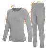 imageRoadbox Thermal Underwear Sets for Women Long Johns Fleece Lined Top ampamp Bottom Warm Skiing Base Layer Cold Weather WinterLight Gray