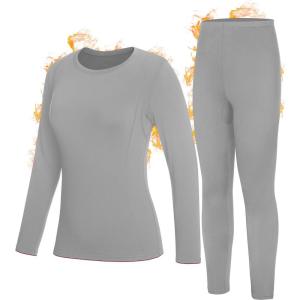 imageRoadbox Thermal Underwear Sets for Women Long Johns Fleece Lined Top ampamp Bottom Warm Skiing Base Layer Cold Weather WinterLight Gray