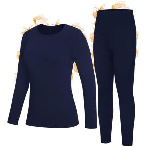 imageRoadbox Thermal Underwear Sets for Women Long Johns Fleece Lined Top ampamp Bottom Warm Skiing Base Layer Cold Weather WinterNavy Blue
