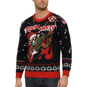 imageRoadbox Ugly Christmas Sweater Men 2025 Unisex Funny Christmas Sweatshirt Warm Winter Holiday Pullover for Women CouplesRock Reindeer