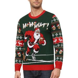 imageRoadbox Ugly Christmas Sweater Men 2025 Unisex Funny Christmas Sweatshirt Warm Winter Holiday Pullover for Women CouplesSanta Claus Football