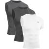 imageRoadbox Mens Compression Shirts 12 One Arm Short Sleeve Athletic Workout Base Layer TShirt Basketball UndershirtsLeft Long Dark Graywhitelight Gray