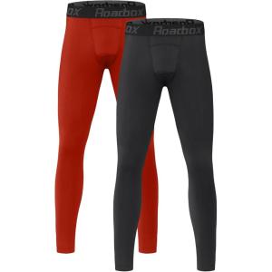 imageRoadbox 2 Pack Boys Compression Pants Leggings Base Layer Underwear Youth Quick Dry Spandex Tights Running FootballBr