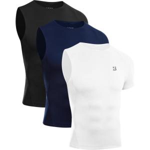imageRoadbox Mens Compression Shirts 12 One Arm Short Sleeve Athletic Workout Base Layer TShirt Basketball UndershirtsLeft Long Blackwhitenavy