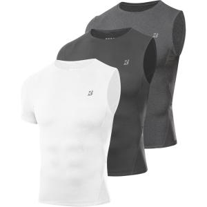 imageRoadbox Mens Compression Shirts 12 One Arm Short Sleeve Athletic Workout Base Layer TShirt Basketball UndershirtsRight Long Dark Graywhitelight Gray