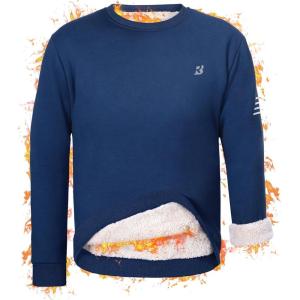 imageRoadbox Mens Sherpa Lined Sweatshirt Winter Warm Heavyweight Crewneck Pullover Tops Long Sleeve Thermal Fleece SweatersGrayblue