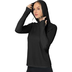 imageRoadbox Womens Sun Protection Hoodie UPF 50 Long Sleeve Hiking Fishing Hooded Shirt UV Rash Guard for WomenBlack